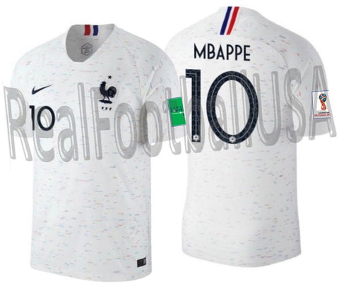 NIKE KYLIAN MBAPPE FRANCE AWAY JERSEY FIFA WORLD CUP 2018 PATCHES