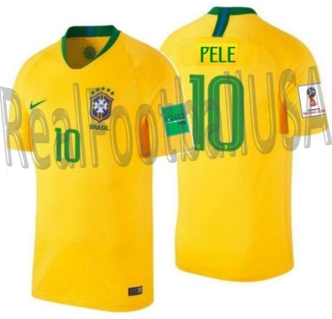 NIKE PELE BRAZIL HOME JERSEY WORLD CUP 2018 FIFA PATCHES 0