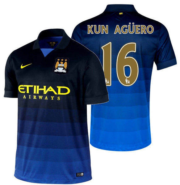 Manchester City No10 Kun Aguero Sec Away Kid Soccer Club Jersey