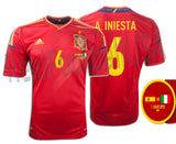 ADIDAS ANDRES INIESTA SPAIN HOME JERSEY FINAL GAME EURO 2012 2