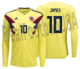 ADIDAS JAMES RODRIGUEZ COLOMBIA LONG SLEEVE HOME JERSEY FIFA WORLD CUP 2018
