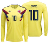 ADIDAS JAMES RODRIGUEZ COLOMBIA LONG SLEEVE HOME JERSEY FIFA WORLD CUP 2018.