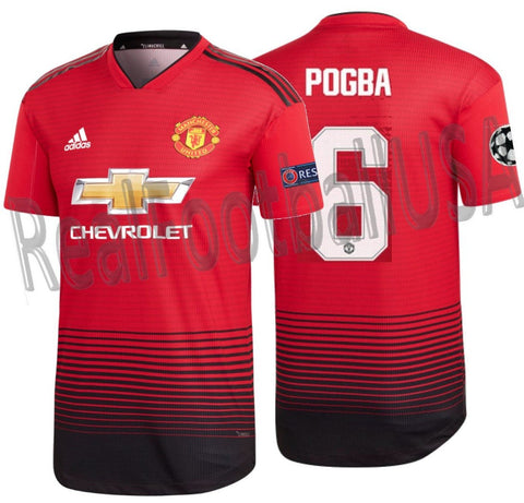ADIDAS PAUL POGBA MANCHESTER UNITED AUTHENTIC MATCH UEFA CHAMPIONS LEAGUE HOME JERSEY 2018/19.