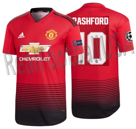 ADIDAS MARCUS RASHFORD MANCHESTER UNITED AUTHENTIC MATCH UEFA CHAMPIONS LEAGUE HOME JERSEY 2018/19.