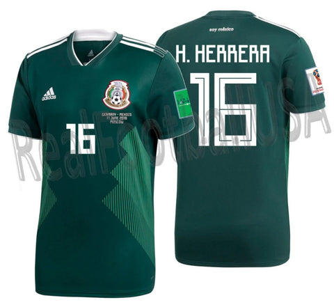 ADIDAS HECTOR HERRERA MEXICO HOME JERSEY WORLD CUP 2018 MATCH DETAIL PATCHES 1