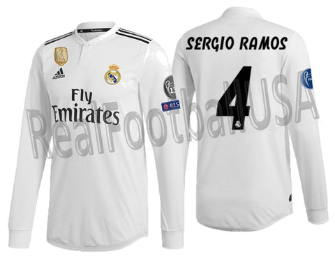 ADIDAS RAMOS REAL MADRID LONG SLEEVE AUTHENTIC MATCH CHAMPIONS LEAGUE HOME JERSEY 2018/19 DQ0869