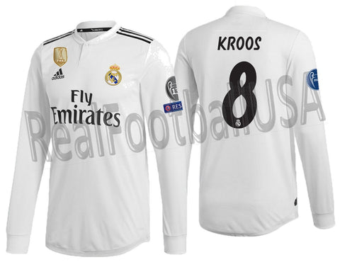 ADIDAS KROOS REAL MADRID LONG SLEEVE AUTHENTIC MATCH CHAMPIONS LEAGUE HOME JERSEY 2018/19 DQ0869 