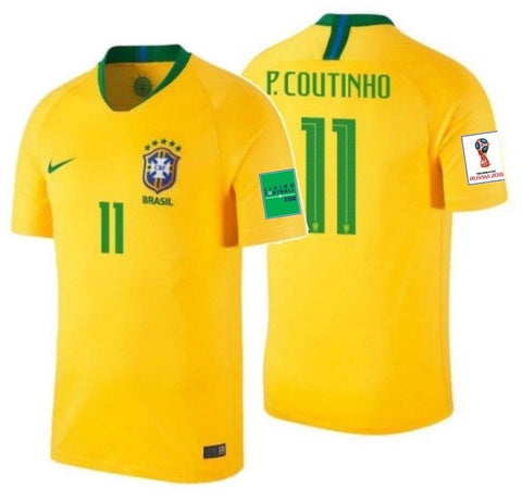 NIKE PHILIPPE COUTINHO BRAZIL HOME JERSEY FIFA WORLD CUP 2018 PATCHES –