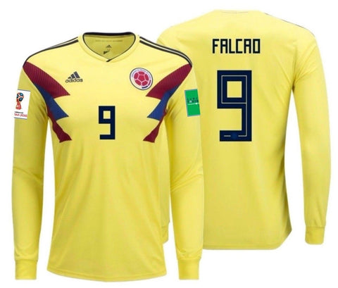 ADIDAS RADAMEL FALCAO COLOMBIA LONG SLEEVE HOME JERSEY FIFA WORLD CUP 2018 PATCHES